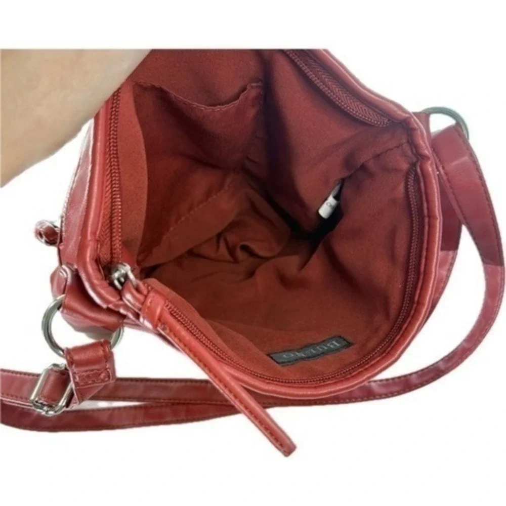 Bueno Purse Bag Red Women's Medium Faux Leather Multi Pocket‎